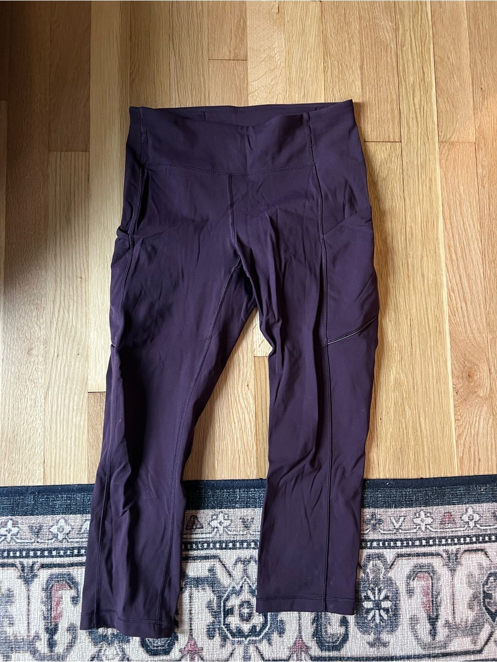Womens High-Waist Maroon Lululemon Cropped Leggings